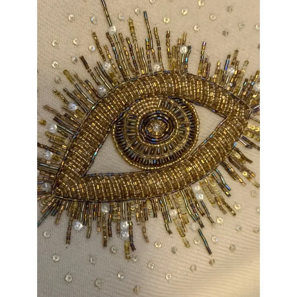 JONATHAN ADLER BEADED MUSE EYES EMBELLISHED THROW BLANKET